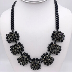 J. Crew Gray Crystal Clusters Matte Black Chain Necklace